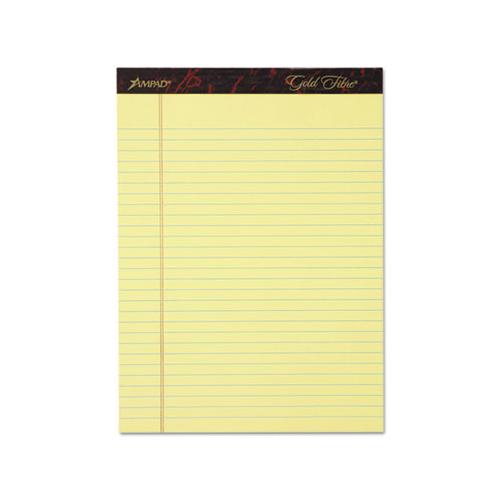 Gold Fibre Writing Pads, Wide-legal Rule, 8.5 X 11.75, Canary, 50 Sheets, 4-pack