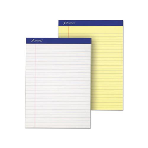 Perforated Writing Pads, Wide-legal Rule, 8.5 X 11.75, Canary, 50 Sheets, Dozen