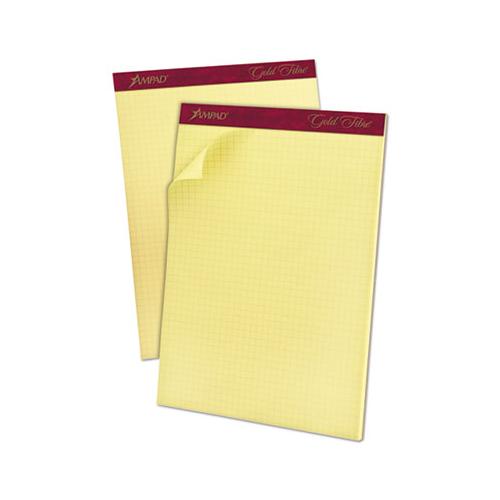 Gold Fibre Canary Quadrille Pads, 4 Sq-in Quadrille Rule, 8.5 X 11.75, Canary, 50 Sheets