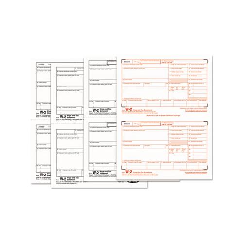 W-2 Tax Forms, 4-part, 5 1-2 X 8 1-2, Inkjet-laser, 50 W-2s & 1 W-3