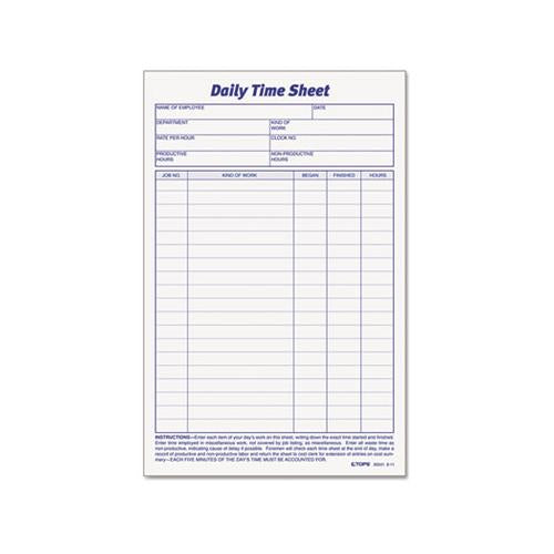 Daily Time And Job Sheets, 8 1-2 X 5 1-2, 200-pad, 2-pack