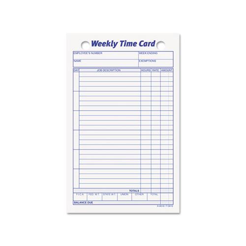 Employee Time Card, Weekly, 4 1-4 X 6 3-4, 100-pack