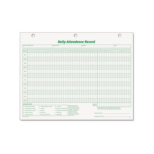 Daily Attendance Card, 8 1-2 X 11, 50 Forms