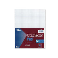 Cross Section Pads, 4 Sq-in Quadrille Rule, 8.5 X 11, White, 50 Sheets