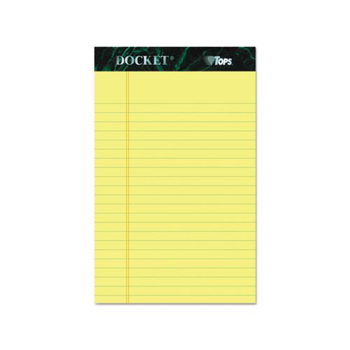 Docket Ruled Perforated Pads, Narrow Rule, 5 X 8, Canary, 50 Sheets, 12-pack