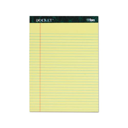 Docket Ruled Perforated Pads, Wide-legal Rule, 8.5 X 11.75, Canary, 50 Sheets, 6-pack