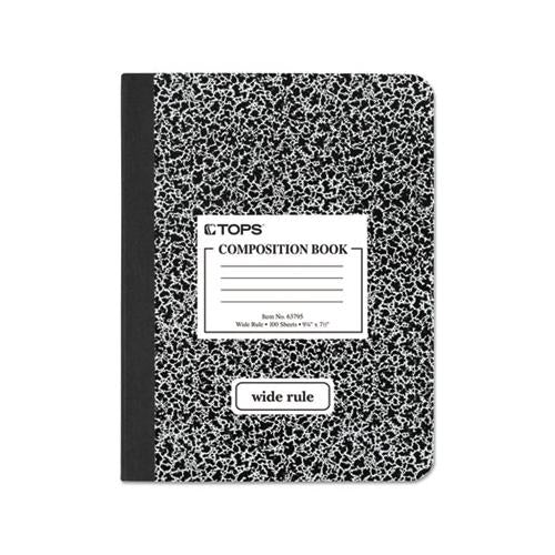 Composition Book, Wide-legal Rule, Black Marble Cover, 9.75 X 7.5, 100 Sheets