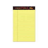 Docket Gold Ruled Perforated Pads, Narrow Rule, 5 X 8, Canary, 50 Sheets, 12-pack