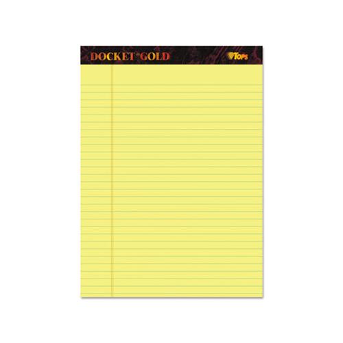 Docket Gold Ruled Perforated Pads, Wide-legal Rule, 8.5 X 11.75, Canary, 50 Sheets, 12-pack