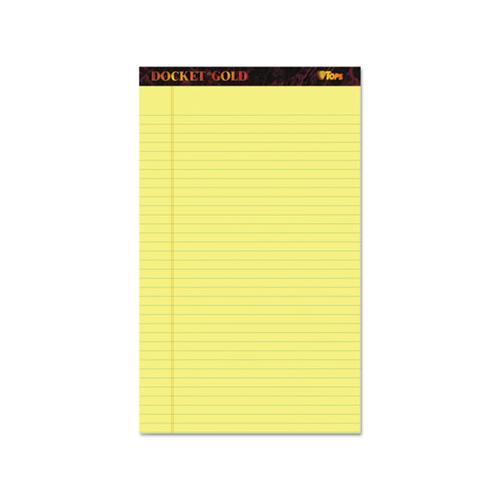 Docket Gold Ruled Perforated Pads, Wide-legal Rule, 8.5 X 14, Canary, 50 Sheets, 12-pack