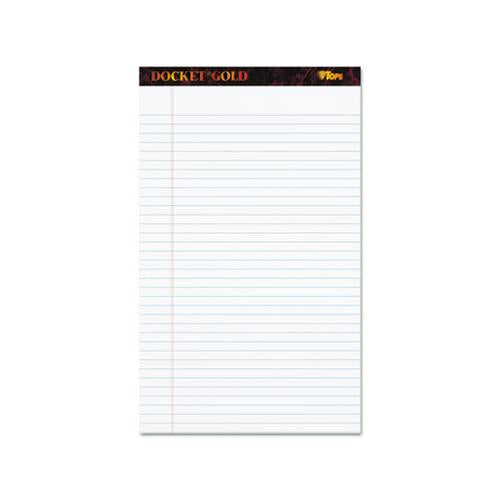 Docket Gold Ruled Perforated Pads, Wide-legal Rule, 8.5 X 14, White, 50 Sheets, 12-pack