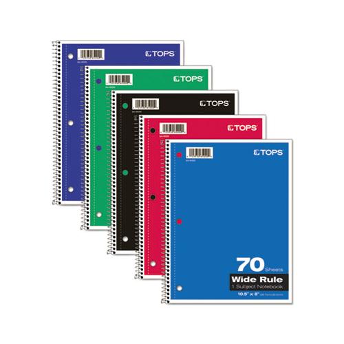 Coil-lock Wirebound Notebooks, 1 Subject, Wide-legal Rule, Assorted Color Covers, 10.5 X 8, 70 Sheets