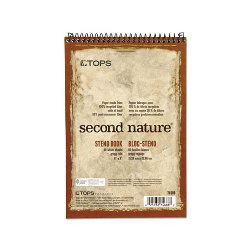 Second Nature Recycled Notebooks, Gregg Rule, 6 X 9, White, 80 Sheets