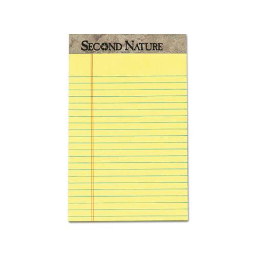 Second Nature Recycled Ruled Pads, Narrow Rule, 5 X 8, Canary, 50 Sheets, Dozen