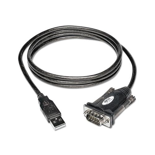 Usb-a To Serial Adapter Cable, Db9 (m-m), 5 Ft., Black