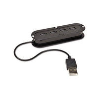 Usb 2.0 Ultra-mini Compact Hub With Power Adapter, 4 Ports, Black