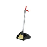 Ergo Dustpan With Broom, 12 Wide, Metal W-vinyl Coated Handle, Red-silver