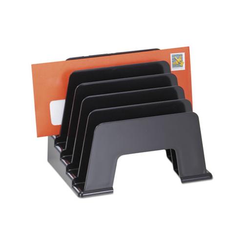 Recycled Plastic Incline Sorter, 5 Sections, Dl To A5 Size Files, 8" X 5.5" X 6", Black