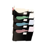 Grande Central Filing System, Four Pocket, Wall Mount, Plastic, Black