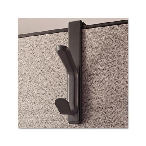 Recycled Cubicle Double Coat Hook, Plastic, Charcoal