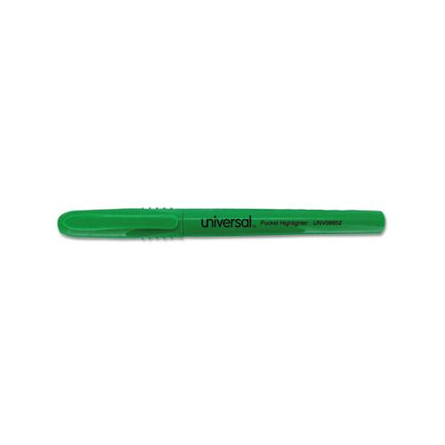 Pocket Highlighters, Chisel Tip, Fluorescent Green, Dozen