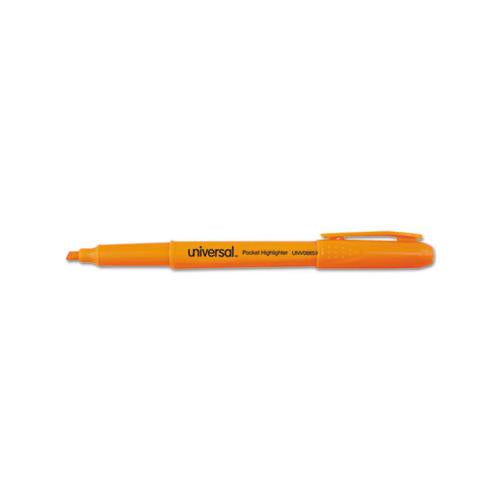 Pocket Highlighters, Chisel Tip, Fluorescent Orange, Dozen