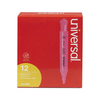 Desk Highlighters, Chisel Tip, Fluorescent Pink, Dozen