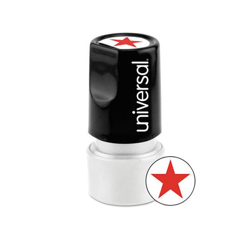 Round Message Stamp, Star, Pre-inked-re-inkable, Red