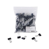 Binder Clips In Zip-seal Bag, Small, Black-silver, 144-pack