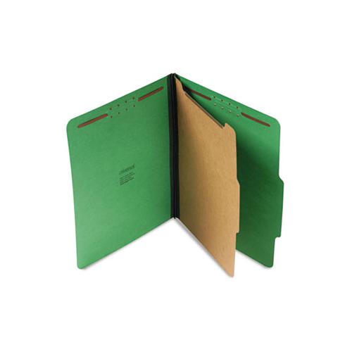 Bright Colored Pressboard Classification Folders, 1 Divider, Letter Size, Emerald Green, 10-box
