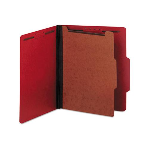 Bright Colored Pressboard Classification Folders, 1 Divider, Letter Size, Ruby Red, 10-box