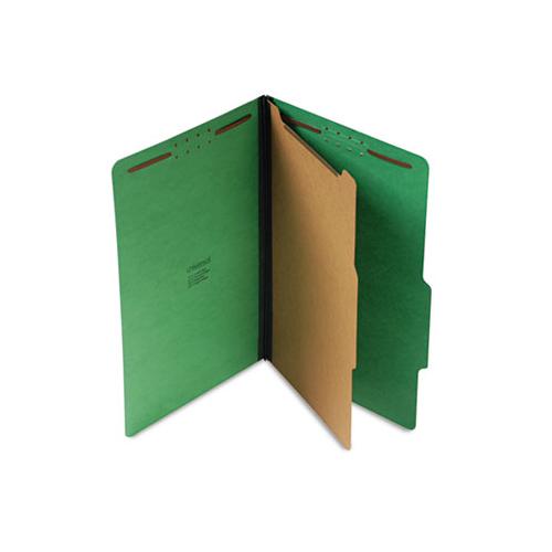 Bright Colored Pressboard Classification Folders, 1 Divider, Legal Size, Emerald Green, 10-box