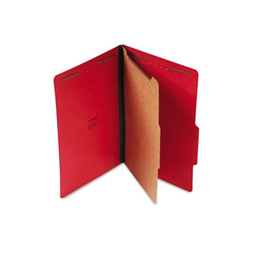 Bright Colored Pressboard Classification Folders, 1 Divider, Legal Size, Ruby Red, 10-box