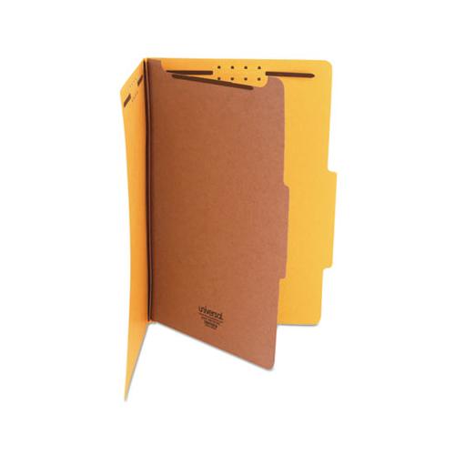 Bright Colored Pressboard Classification Folders, 1 Divider, Legal Size, Yellow, 10-box