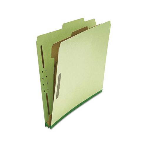 Four-section Pressboard Classification Folders, 1 Divider, Letter Size, Green, 10-box