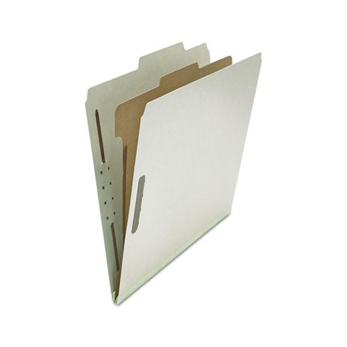 Four-section Pressboard Classification Folders, 1 Divider, Letter Size, Gray, 10-box
