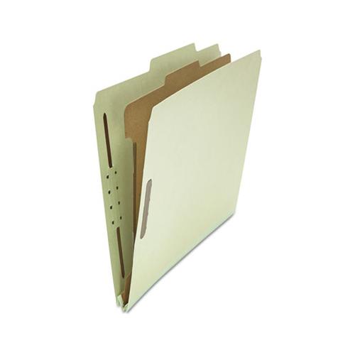 Four-section Pressboard Classification Folders, 1 Divider, Letter Size, Gray-green, 10-box