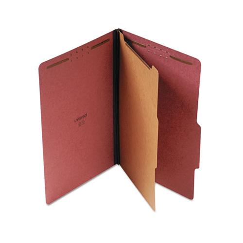Four-section Pressboard Classification Folders, 1 Divider, Legal Size, Red, 10-box
