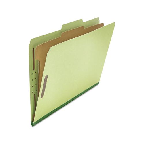 Four-section Pressboard Classification Folders, 1 Divider, Legal Size, Green, 10-box