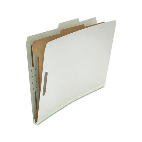 Four-section Pressboard Classification Folders, 1 Divider, Legal Size, Gray, 10-box