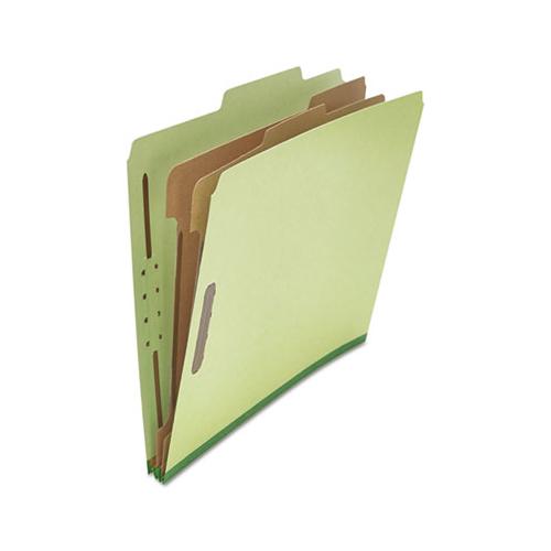 Six--section Pressboard Classification Folders, 2 Dividers, Letter Size, Green, 10-box