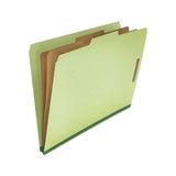 Six--section Pressboard Classification Folders, 2 Dividers, Legal Size, Green, 10-box