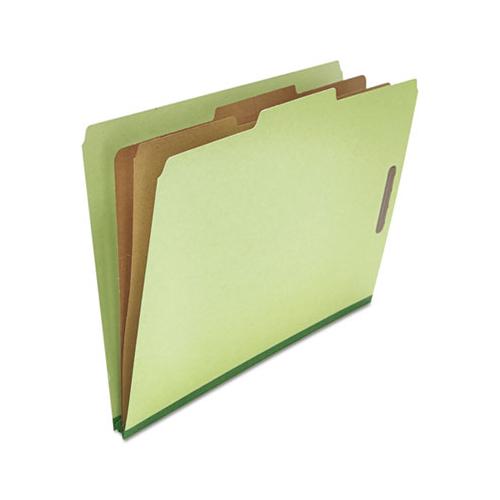 Six--section Pressboard Classification Folders, 2 Dividers, Legal Size, Green, 10-box