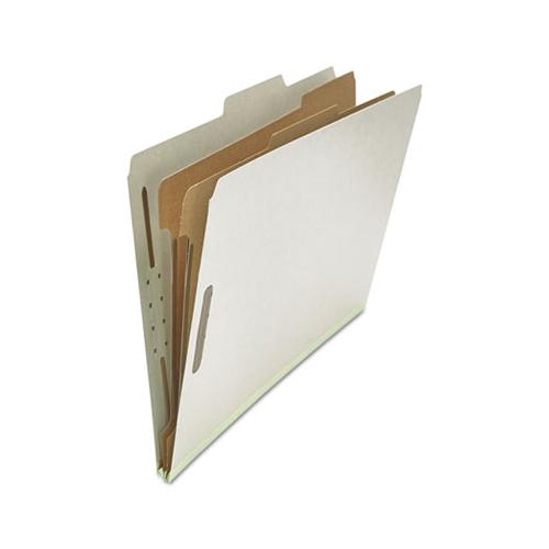 Six--section Pressboard Classification Folders, 2 Dividers, Legal Size, Gray, 10-box