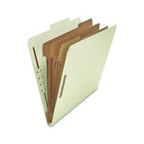 Eight-section Pressboard Classification Folders, 3 Dividers, Letter Size, Gray-green, 10-box
