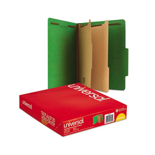Bright Colored Pressboard Classification Folders, 2 Dividers, Letter Size, Emerald Green, 10-box