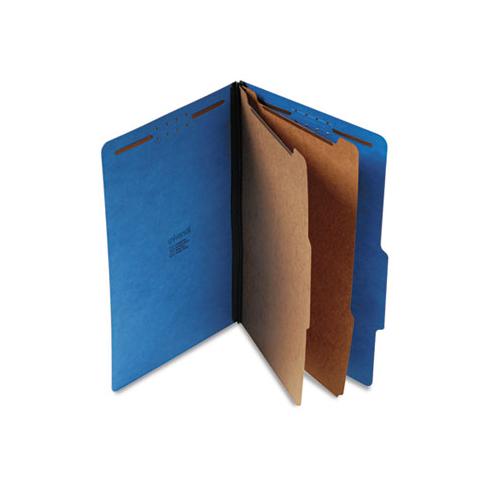 Bright Colored Pressboard Classification Folders, 2 Dividers, Legal Size, Cobalt Blue, 10-box