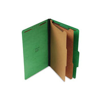 Bright Colored Pressboard Classification Folders, 2 Dividers, Legal Size, Emerald Green, 10-box