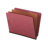 Red Pressboard End Tab Classification Folders, 2 Dividers, Letter Size, Red, 10-box