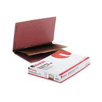 Red Pressboard End Tab Classification Folders, 2 Dividers, Legal Size, Red, 10-box